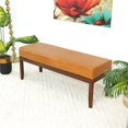 thumbnail image 4 of Kimberly Banc Rembourré en Cuir Véritable Style Mid-Century Moderne en Tan Foncé, 4 of 7