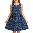thumbnail image 3 of Piuwrlz Girls Summer Plain Dresses Girl Play Casual Dresses New Cotton Princess Skirts Navy Size 9-10Years, 3 of 7
