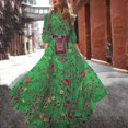 thumbnail image 5 of Vestido estampado de otoño, elegante vestido largo con estampado floral para mujer, vestido de noche de cintura alta con vuelo grande y medias mangas, 5 of 5
