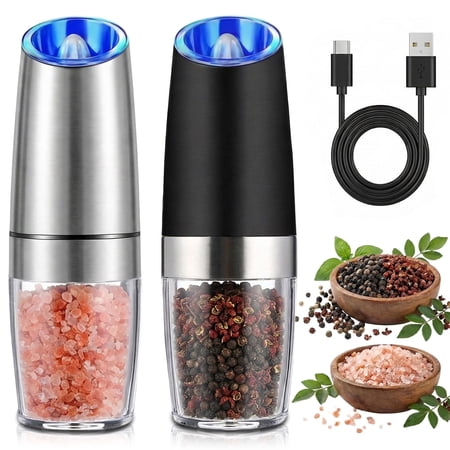 DAYBETTER Salt and Pepper Grinder Set, USB Rechargeable Electric Salt and Pepper Grinder Set, , Adjustable Coarseness Mill Grinders, for Kitchen, Dining & Camping