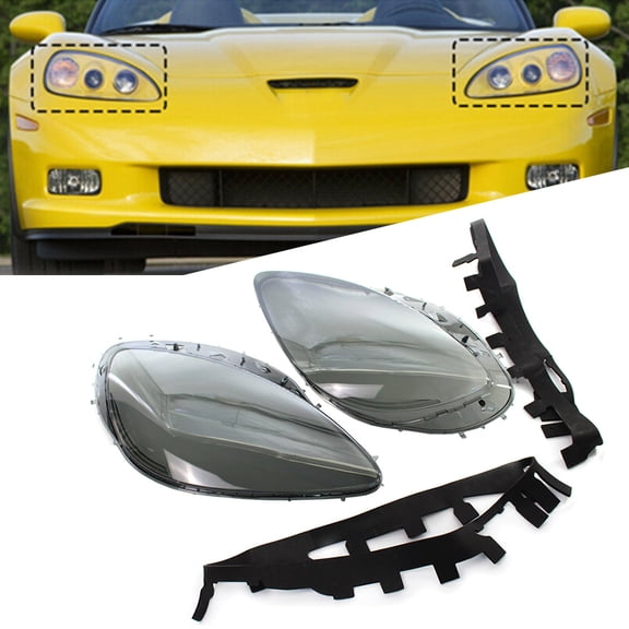 BFY Car Headlamp Headlight Lens Replacement Head Llight Lamp Cover with Gaskets For Chevrolet Corvette C6 2005-2013