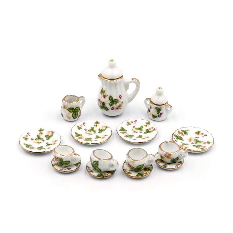Dollhouse Miniatures 5 White Ceramic Teapots Drink Table Kitchenware Deco AA2 