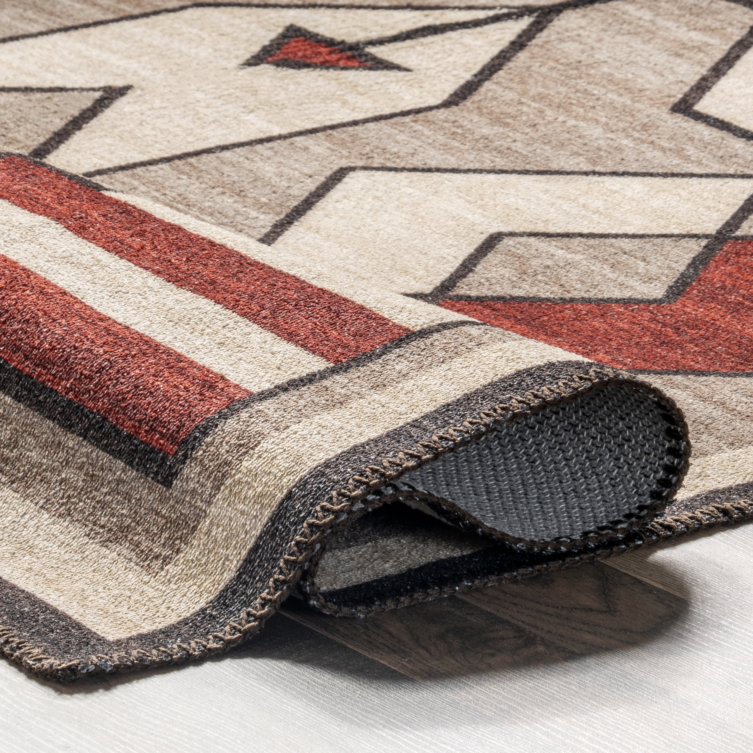 nuLOOM Petra Boho Arrows Machine Washable Area Rug, 4' x 6', Brown