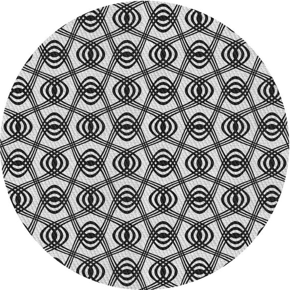 Ahgly Company Indoor Round Patterned Oil Black Area Rugs, 7' Round