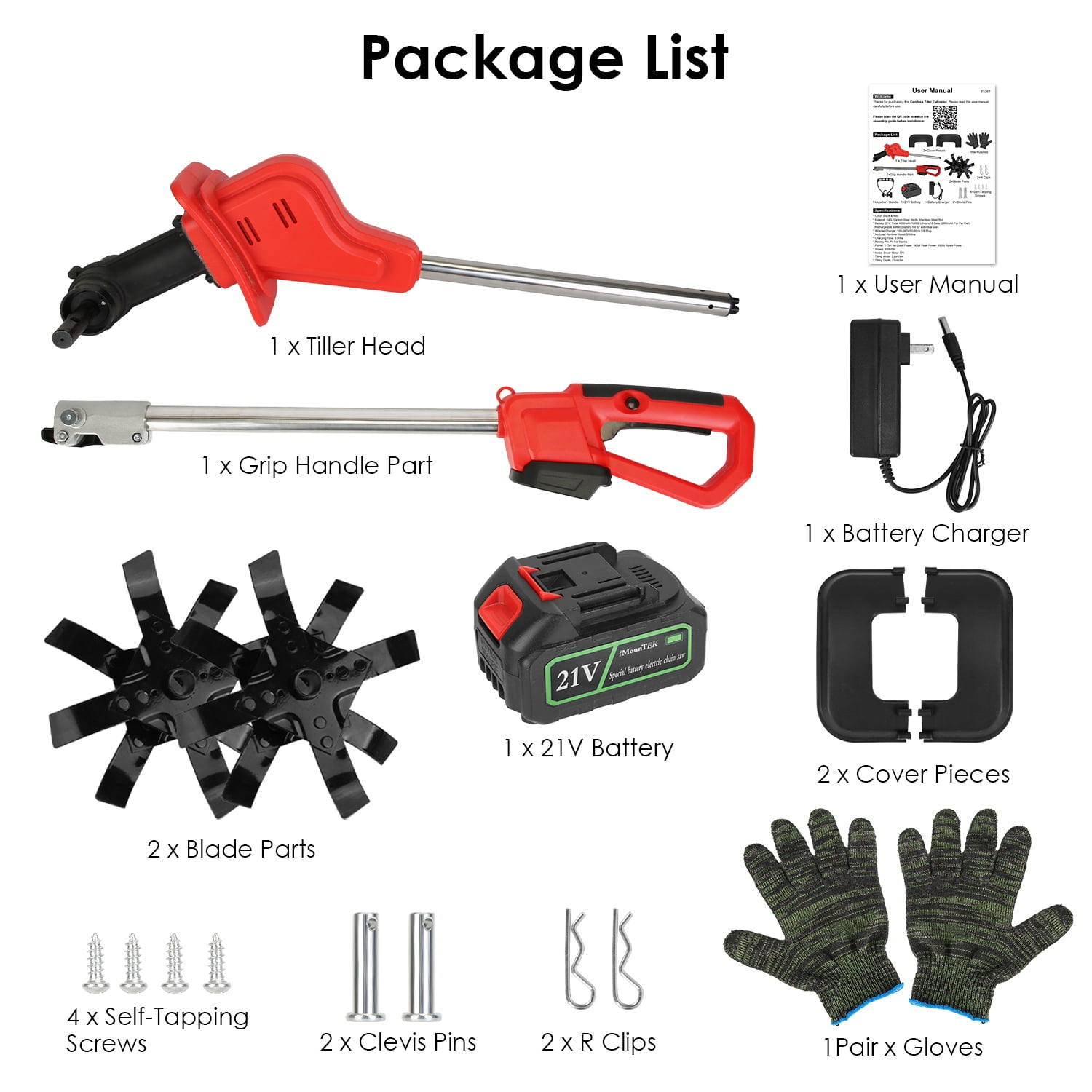 21V Cordless Electric Tiller Cultivator for Wide&Deep Tilling afety Lock Auxiliary Handle Perfect for Garden Bed Preparation Weeding Soil Aeration Lawn Care Raised Bed Vegetable Patch Gardening Tool