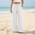 thumbnail image 2 of DHFJKG Wide Leg Pants For Women Casual Summer Loose Fit Drawstring Waist Lightweight Plain Palazzo Pants, 2 of 8