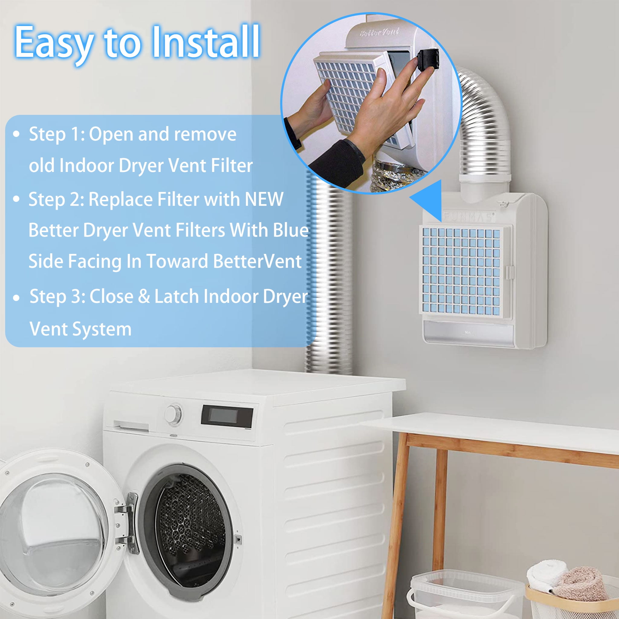 Beaquicy Polyester Dryer Ventilation Filters 12 Pack - Easy Fit, Durable, High-Performance