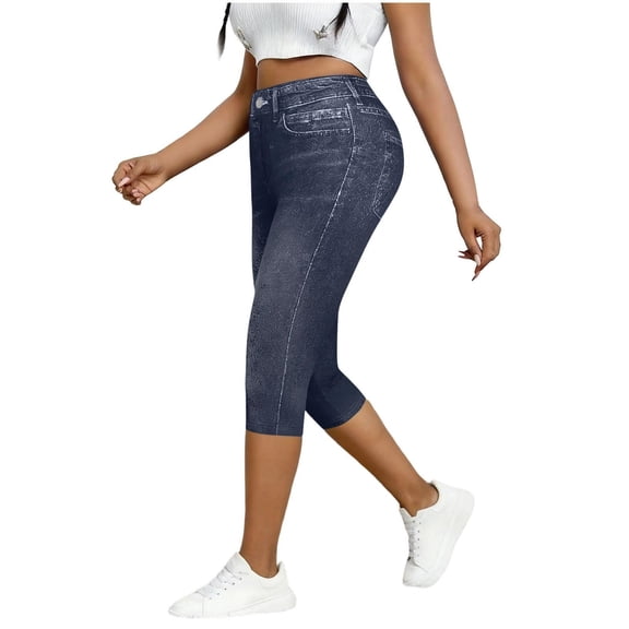 Luvrsol Capris Jeans for Women Slim-Fit Casual Pants with Decorative Pockets, Size S-2XL