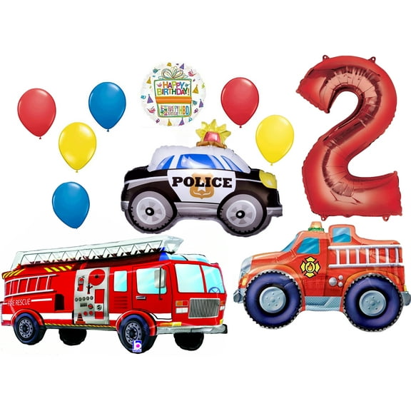 Team Rescue 2nd Birthday Party Supplies and First Responders Balloon Bouquet decorations
