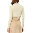 thumbnail image 3 of DARING DIVA Women's Crop Cardigan Knit Open Front Bolero Shrug L Beige, 3 of 6