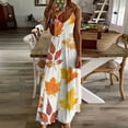 thumbnail image 3 of Autumn Harvest Maple Leaves Thanksgiving Sleeveless Dress Woman Fashion Long Dresses Women's Summer Suit Dress Summer 2025 Women, 3 of 7