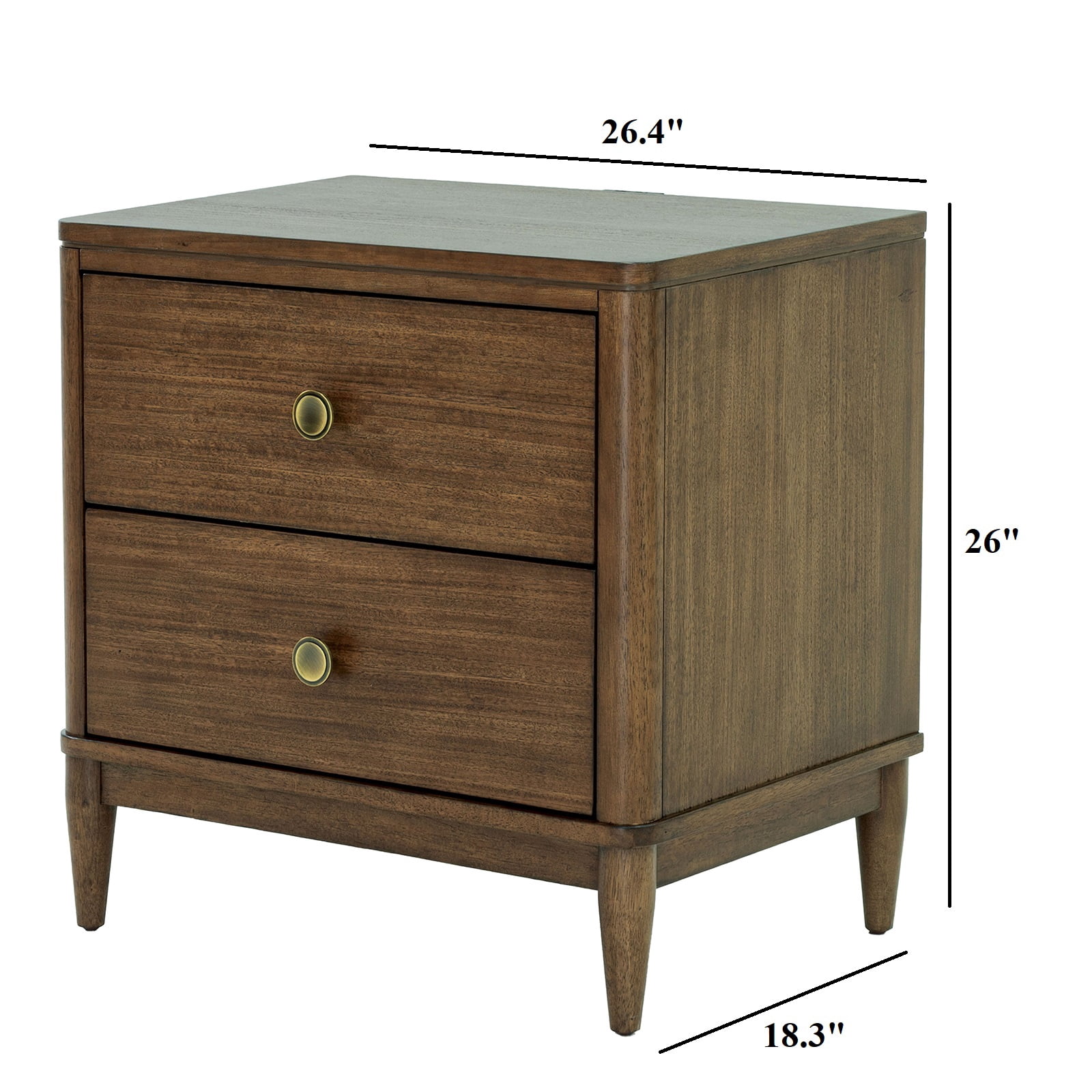 Nightstand USB Ports Rounded Edges English Dovetail Metal Side Glides Bedroom Furniture
