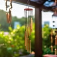 thumbnail image 5 of 12-Tube Metal Wind Chime with Rotating Design, High-Quality Aluminum Tubes & Pine Wood Top, Soothing Melodious Tones, Indoor & Outdoor Decor Rose Gold, 5 of 6