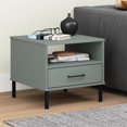 thumbnail image 1 of vidaXL Bedside Table with Metal Legs Grey Solid Wood Pine OSLO, 1 of 5