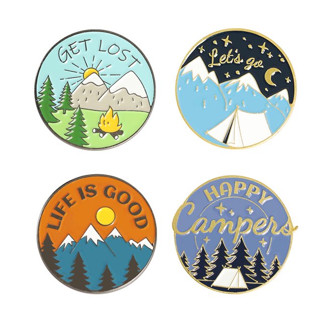 30 Estilos Conjunto Creativo Al Aire Libre Paisaje Exquisito Esmalte Solapa Pin Montañas Ríos Sol Luna Broche De Metal Recuerdo De Viaje Insignia Moda Ropa Mochila Sombrero Accesorios