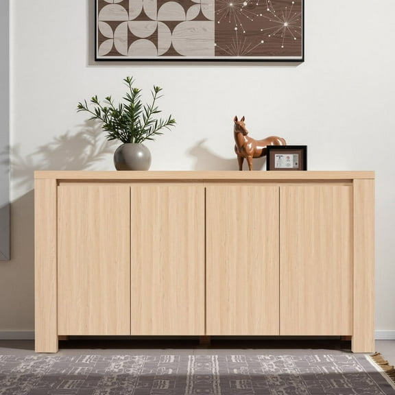 Finnhomy Sideboard Buffet Cabinet Modern Farmhouse 63 inch 4-Door