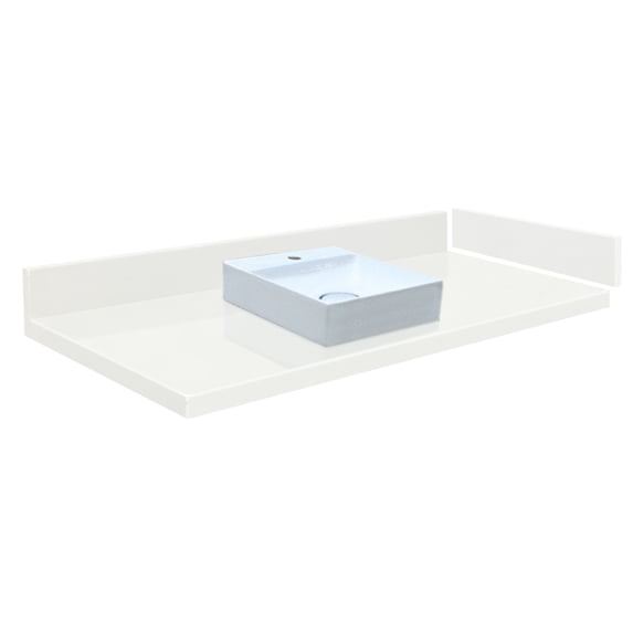 Transolid VT31.25x22-1SV-4W-A-W-1 31.25 in. D Quartz Vessel Vanity Top with Single Hole and Square Vessel Sink, Natural White
