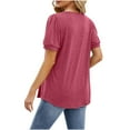 thumbnail image 4 of TrendVibe365 Summer Tops for Women 2024 Spring Blouse Tunic Pleated Plain Slim Curvy Hem Shirts Ruffle Sleeve Short Sleeve Tees Pullovers Square Neck Tshirts Clothes, 4 of 5