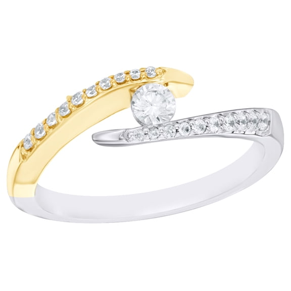 AFFY White Natural Diamond Openpass Ring in Two-Tone 10k White Gold