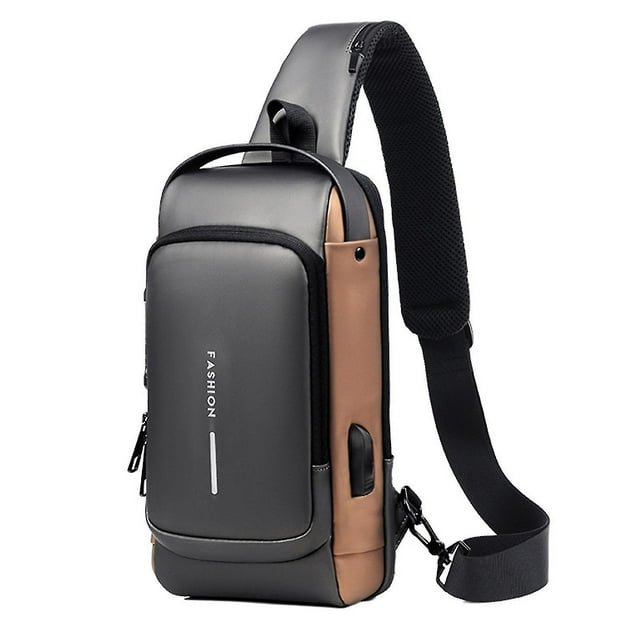 Bolso bandolera deportivo con carga USB, bolso de pecho antirrobo masculino con bloqueo de contraseña, 1 año