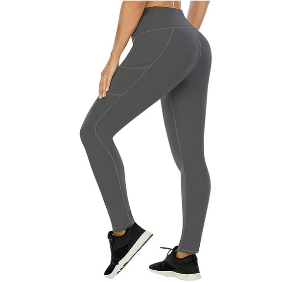 Htigea Leggings with Pockets for Women Fleece Lined Yoga Pants Thermal Winter Workout Trousers High Waisted Skinny Athletic Bottoms Pant Dark Grayé”›å²
