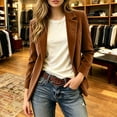 thumbnail image 7 of WRFWUL Womens Vintage Corduroy Blazer Jacket Notched Lapel Single Button Open Front Long Sleeve Blazer Business Casual Office Coat, 7 of 7
