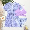 thumbnail image 2 of SGMVNU Girls Swimsuit with Kimono Cover up Girls Bathing Suits Size 10/12 3 Piece Swimwear Set Summer Beach Wear Floral Print Teens Bathing Suit, Size 8-9 Years, 2-Purple, 2 of 6