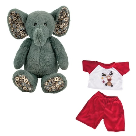 Plush Gear Forget Me Not The Elephant with Reindeer PJ for Stuffed Animal Outfit- 16 inch Make Own Plushie Teddy Bear Adorable Clothes, Gift for Kids