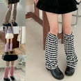 thumbnail image 4 of Milue Womens Striped Leg Warmers Long Socks Ruffle Leggings Winter Socks Boot Cover, 4 of 21