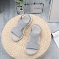thumbnail image 3 of Sandalias de cuña con punta abierta Sandalias casuales de verano Malla de moda para mujer (42) Gris, 3 of 9