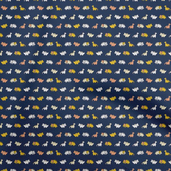 oneOone Rayon Navy Blue Fabric Colorful Dinosaur Cartoon Sewing Fabric By The Yard Printed Diy Clothing Sewing Supplies 56 Inch Wide