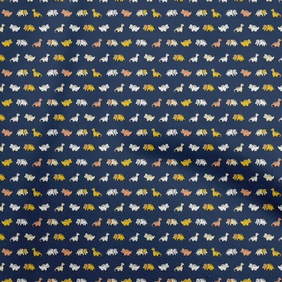 oneOone Cotton Poplin Navy Blue Fabric Colorful Dinosaur Cartoon Fabric For Sewing Printed Craft Fabric By The Yard 56 Inch Wide