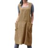 charmsamx Suspender Cross Back Apron X-Shaped Japanese Apron Art Painting Aprons Casual Pinafore Dress with 2 Double Pockets Premium Soft Cotton Linen Apron for Women Daily Gardening Chores