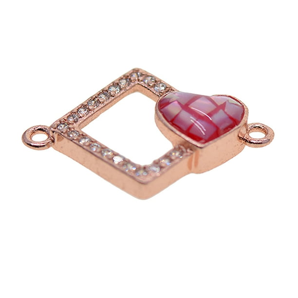 1 piezas cuadradas conectores de corazón resultados de la joyería Charm Rose Gold + Red Sunnimix Encantos de conectores de corazón