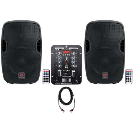 (2) Rockville BPA10 400 Watt 8 Powered Speakers+2-Channel Bluetooth Mixer w/USB