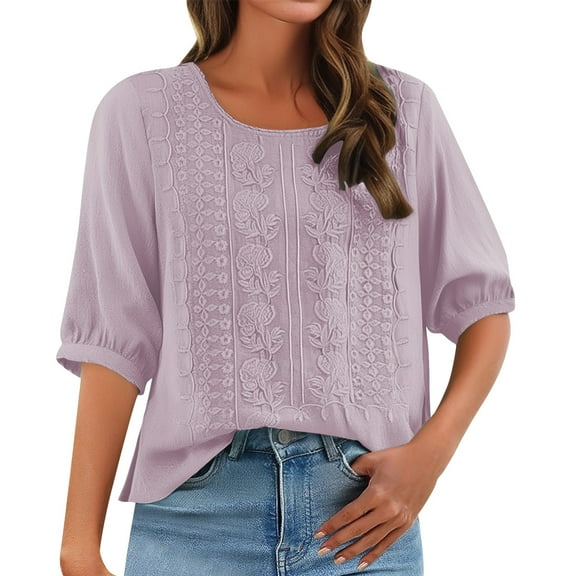 Endives Women's Short Sleeve T-shirt Casual Solid Color Pleated Cotton Linen Tops Shirts T Shirts