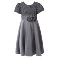 thumbnail image 1 of Richie House Girls Grey Pintuck Dotted Bow Polished Dress 11/12, 1 of 7