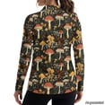 thumbnail image 3 of Xoenoiee Mushroom Flower Print Long Sleeve Golf Polo Shirts for Women V Neck Collared Top UPF 50+ Collar Quick-Dry Breathable Stretch Moisture-Wicking for Sports Tennis Golf, Size XS, 3 of 7