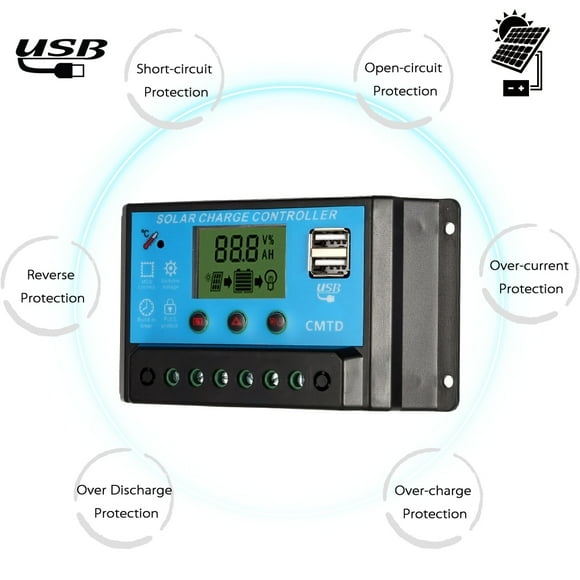 Labymos 10A 12.6V LCD Solar Charge Controller PWM Charging Regulator for Solar Panel Lithium
