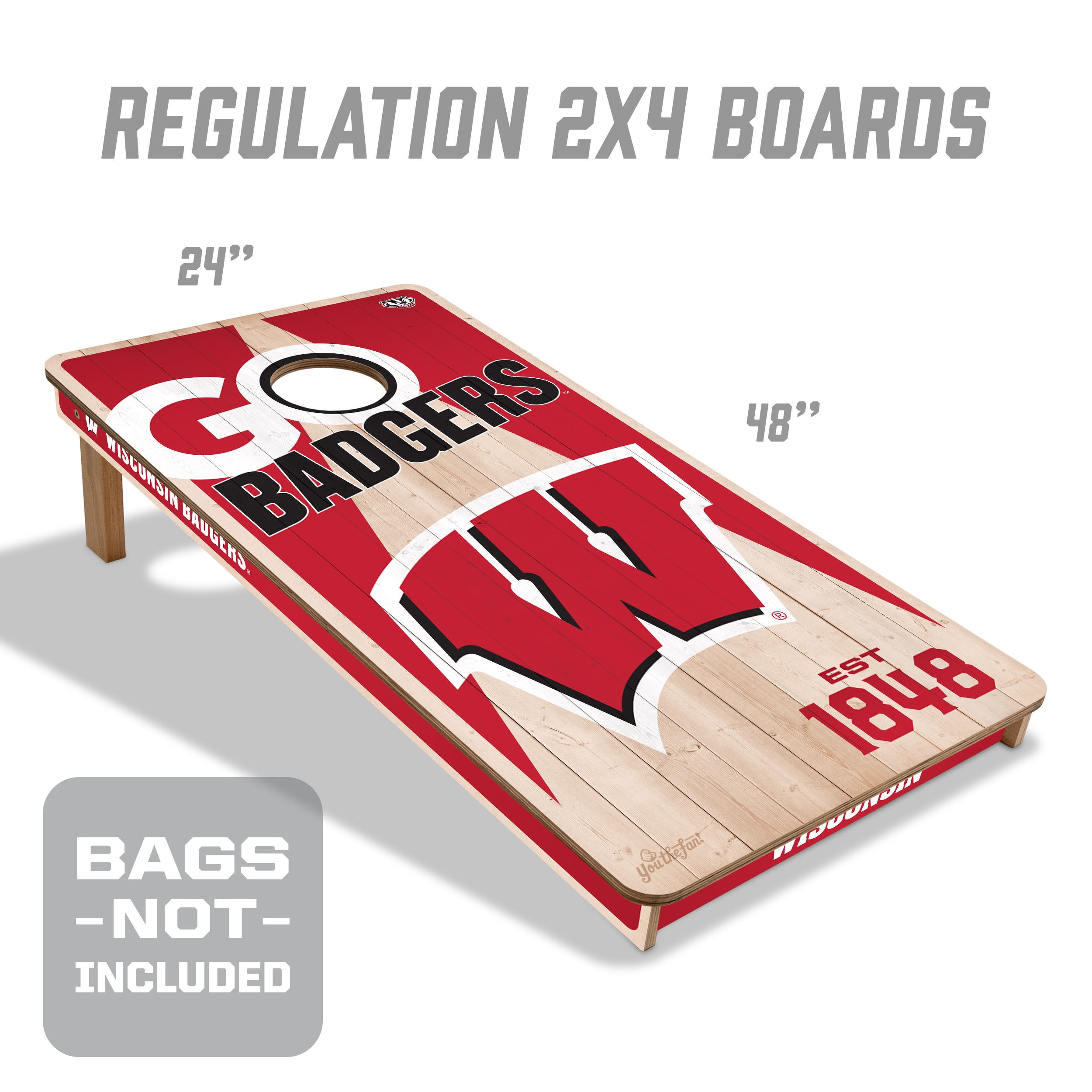 YouTheFan NCAA Wisconsin Badgers 2' x 4' Cornhole Game No Bags