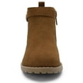 thumbnail image 2 of HOMEHOT Girls Boots Kids Comfortable Slip on Ankle Boots Dress Booties with Zipper​ Brown 12 Little Kid, 2 of 6