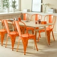 thumbnail image 3 of YUONAO Metal Dining Chair Set of 4, Stackable Trattoria Bistro Chairs for Indoor and Outdoor Use, Vintage Chic Side Chair for Cafe, Kitchen, Patio, Restaurant (Orange), 3 of 14