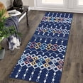 thumbnail image 2 of ZACOO 2'x6' Geometric Machine Washable Runner Rug, Non‑Slip Ultra Thin Carpet for Hallway Entryway Kitchen, Blue, 2 of 10