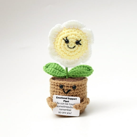Handmade Positive Sunflower Doll Crochet with Card Gifts for Women Girl Sunflower Gifts for Women Birthday Crochet Flowers