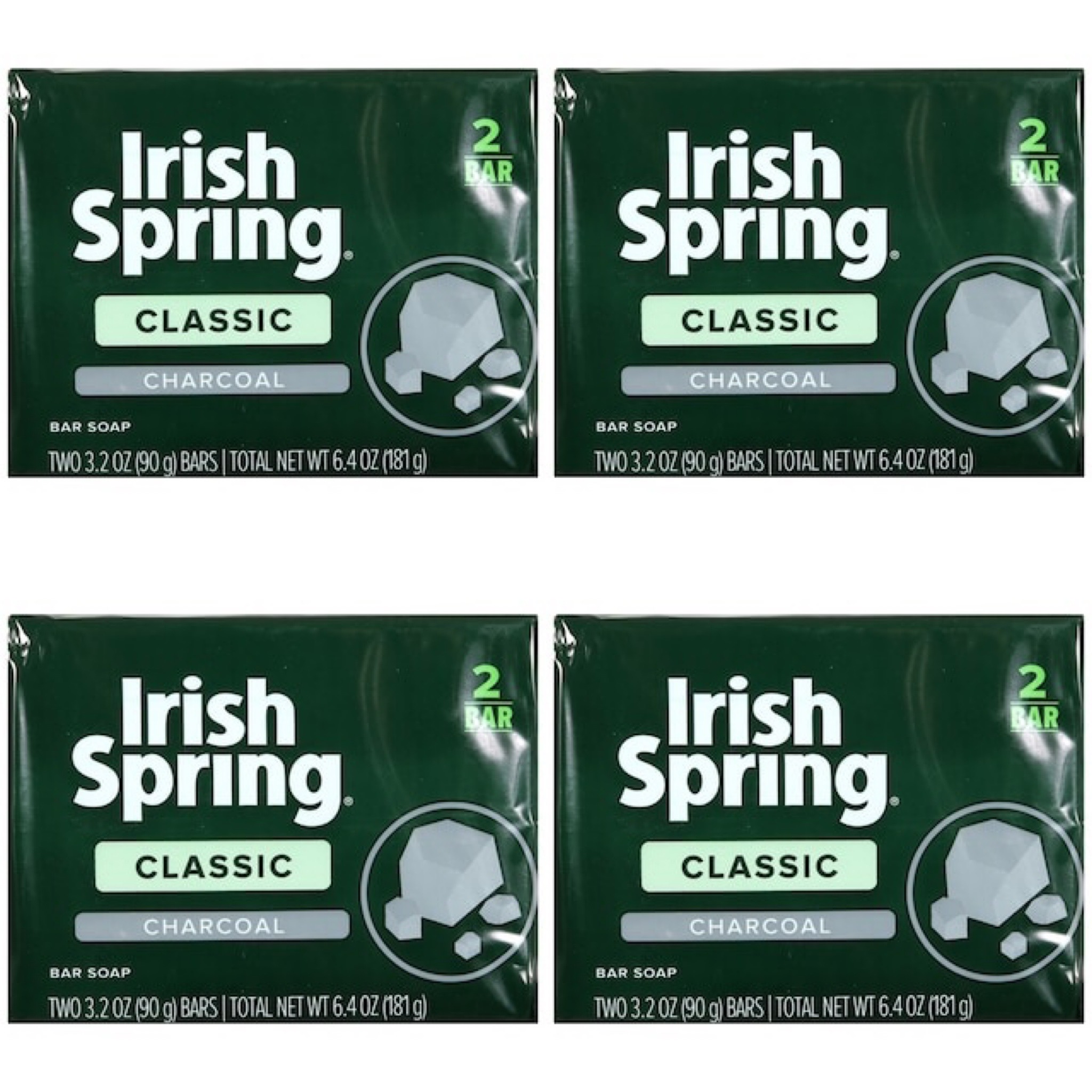 Irish Spring Charcoal Bar Soap 8 Bars Total 3.2 oz Each