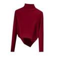 thumbnail image 2 of Ltctricy Women's Plus Size Turtleneck Tops Fashion Long Sleeve Mock Neck Base Layer Tee Shirts Fall Winter Undershirts(Wine,XX-Large), 2 of 2