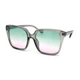 thumbnail image 3 of Womens Rectangle Chic Mod Plastic Horned Sunglasses Slate Green Pink, 3 of 4