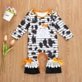 thumbnail image 2 of Qiylii Newborn Baby Girls Halloween Jumpsuit, Ghost Stripe Long Sleeve Romper, 2 of 8