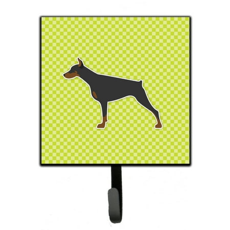 

Carolines Treasures BB3860SH4 Doberman Pinscher Checkerboard Green Leash or Key Holder 7Hx4.25W multicolor