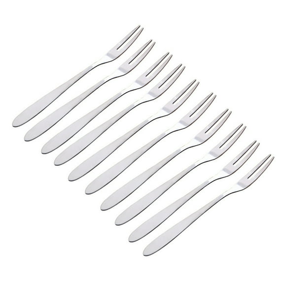 10 palillos de fruta reutilizables de acero inoxidable 304 con 2 dientes redondos, aptos para uso alimentario, para postres, utensilios de cocina.